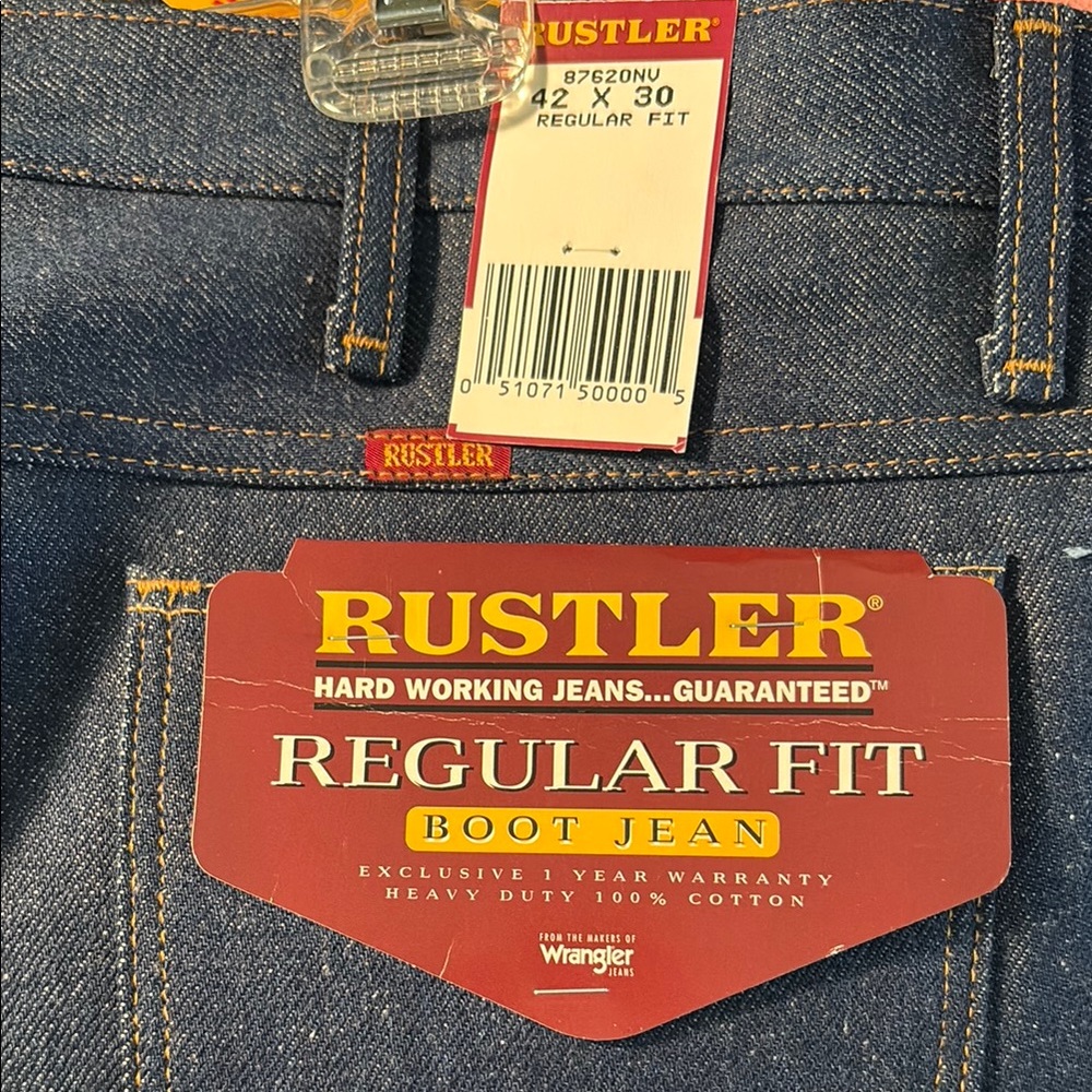 Vintage‎ Rustler Men's Regular Fit Boot Jeans - Blue 42 x 30. Still crispy!! 502